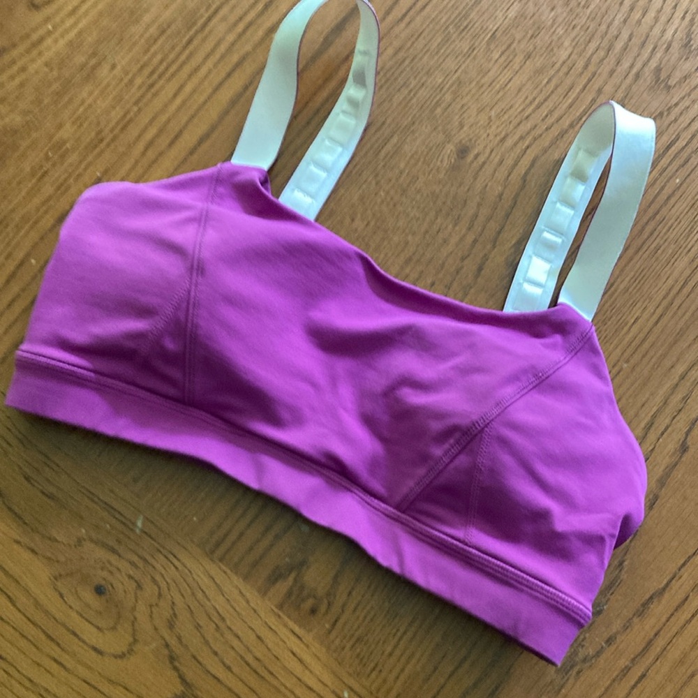 Vibrant Purple Sports Bra with White Straps